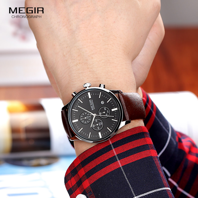 Megir – montre à quartz pour h - Suede Strap Watch avis et prix