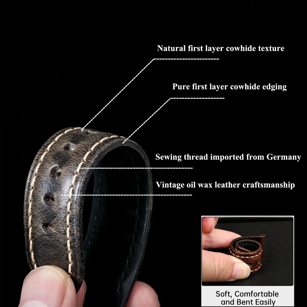 Bracelet en cuir véritable de  - Leather Strap Quick Release avis et prix