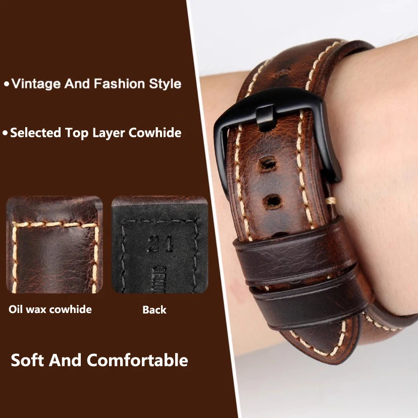 Bracelet en cuir véritable de  - Leather Strap Quick Release avis et prix