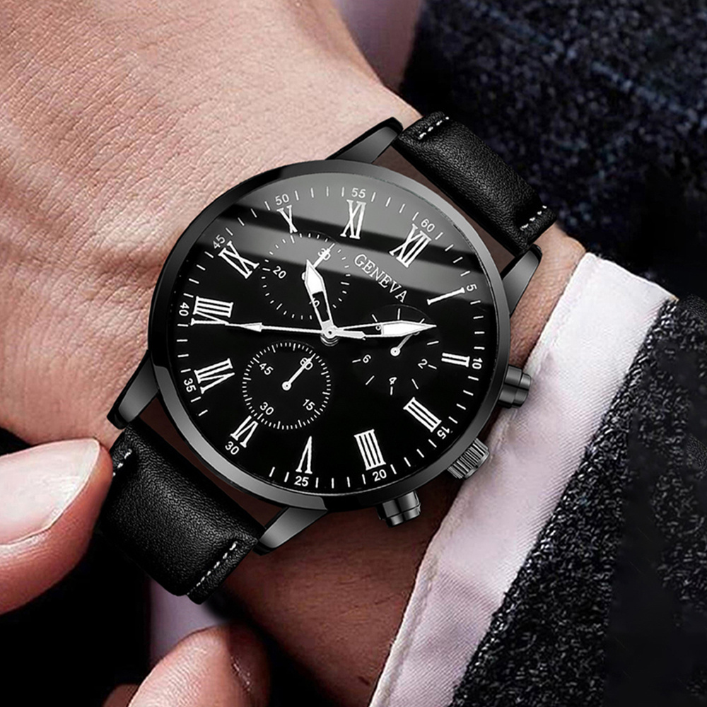 Montre à quartz avec bracelet  - Leather Watch Band Men avis et prix