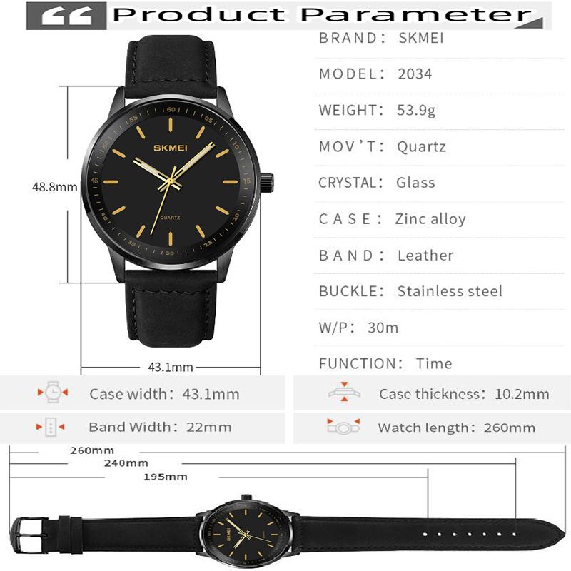 Skmei-Montres à quartz pour ho - Suede Strap Watch avis et prix
